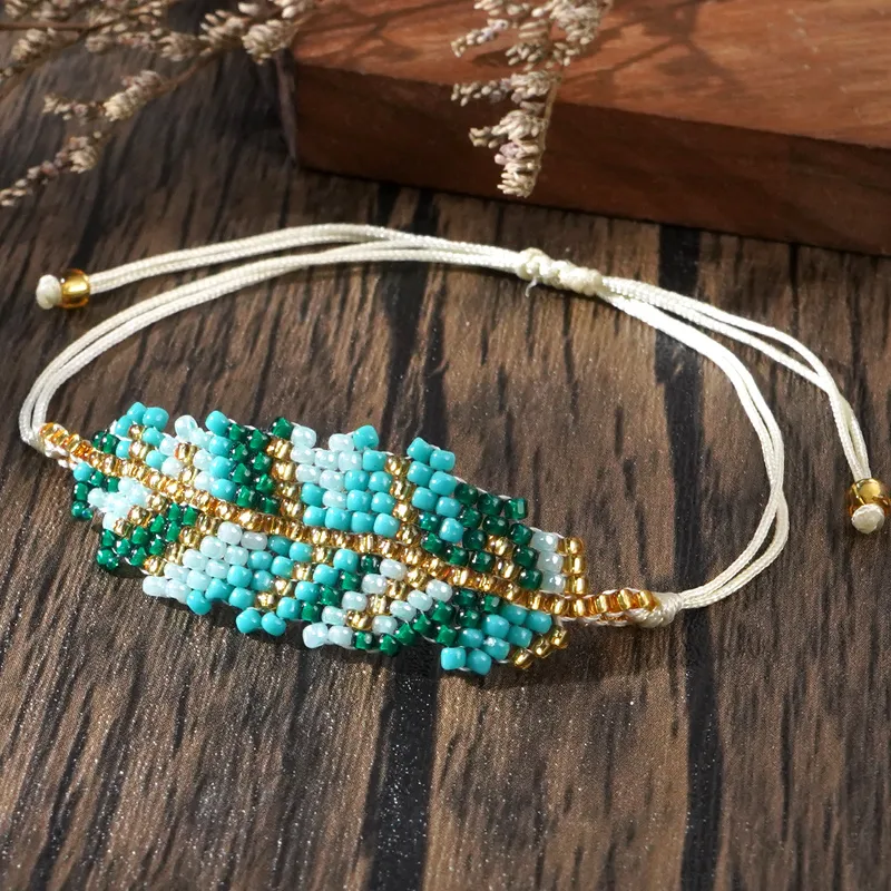 Simple Style Classic Geometric Leaves Glass Rope Bracelets